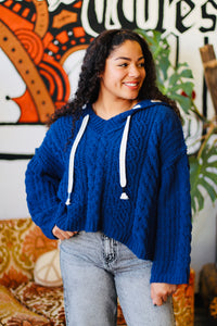 Soft Cable Knit Sweater + Navy