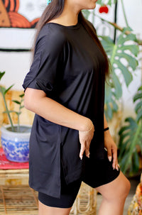 Soft Brushed Bike Short Set in Black