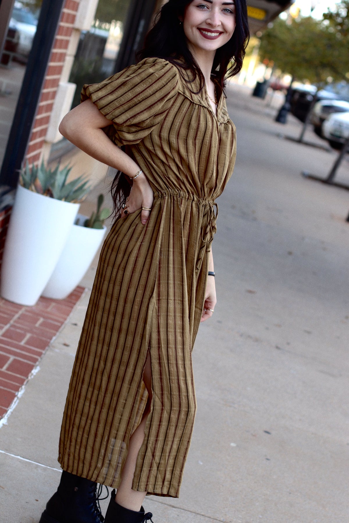 Isla Striped Midi Dress