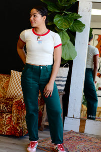 Lucky Green Cropped Barrel Pants