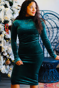 Glitter Velvet Midi Dress + Teal