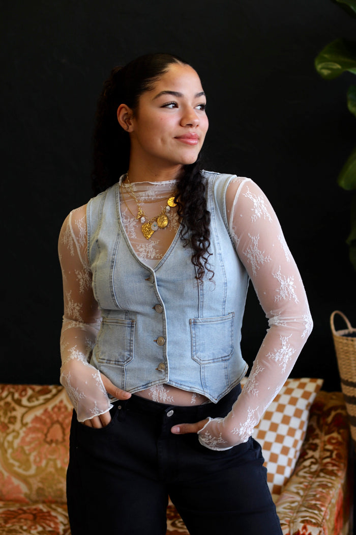 White Lace Layering Shirt