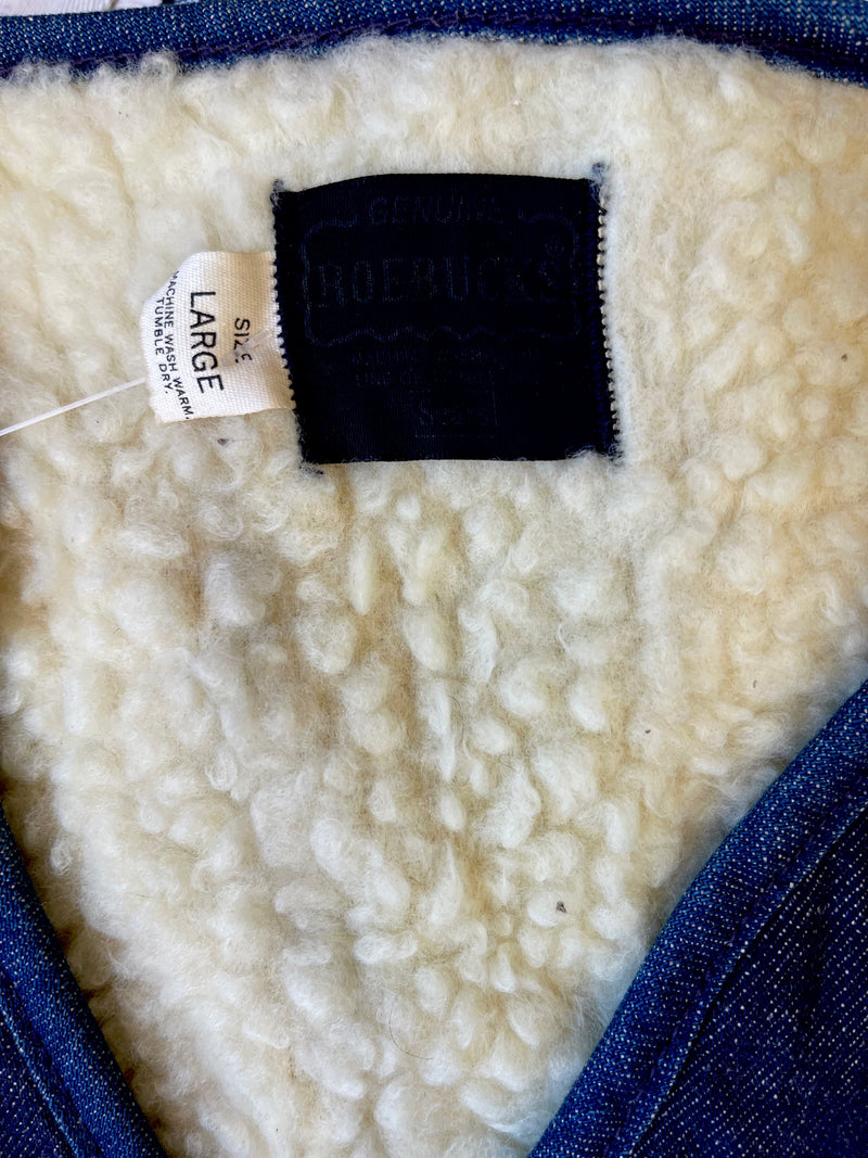 Vault Vintage // Shearling Denim Vest Large