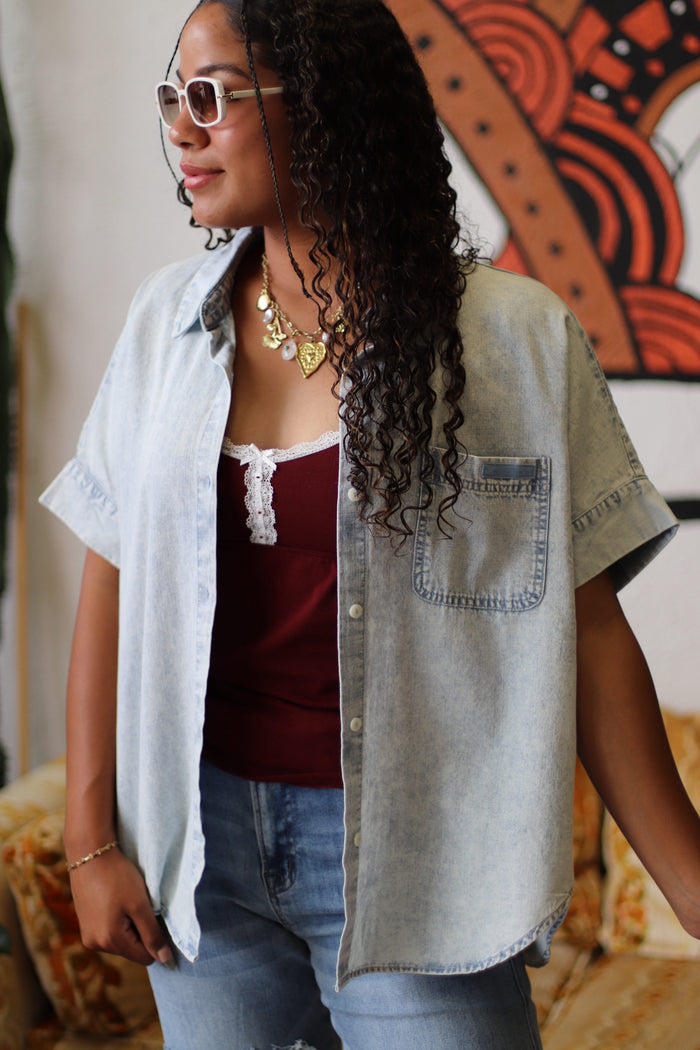 Skyline Chambray Button Down Top