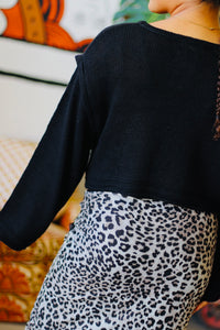 Cropped Knit Sweater in Black