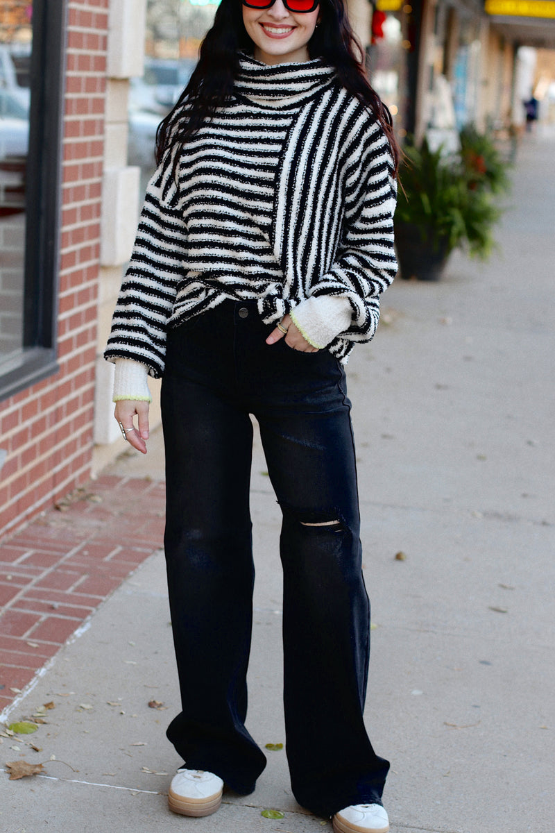 B&W Soft Striped Sweater