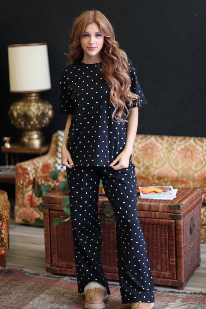 Becky Black & White Polka Dot Top