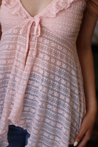 Ruffled Babydoll Flyaway Top Pink
