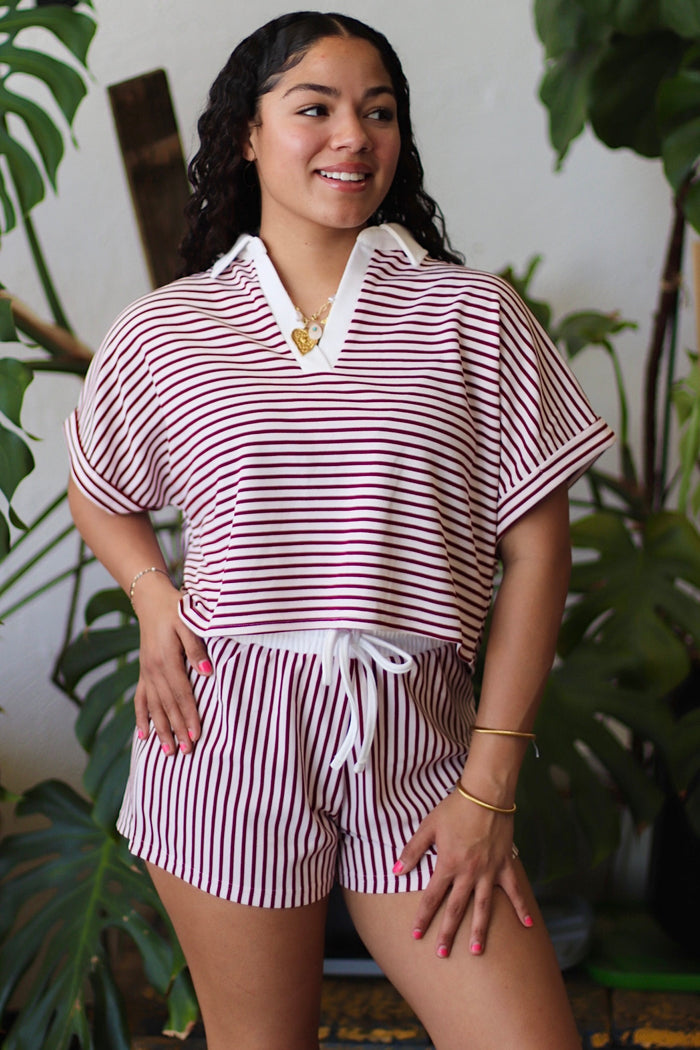 Conrad Striped Short Set + Red