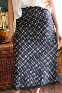 Randi Navy Mix Plaid Midi Skirt