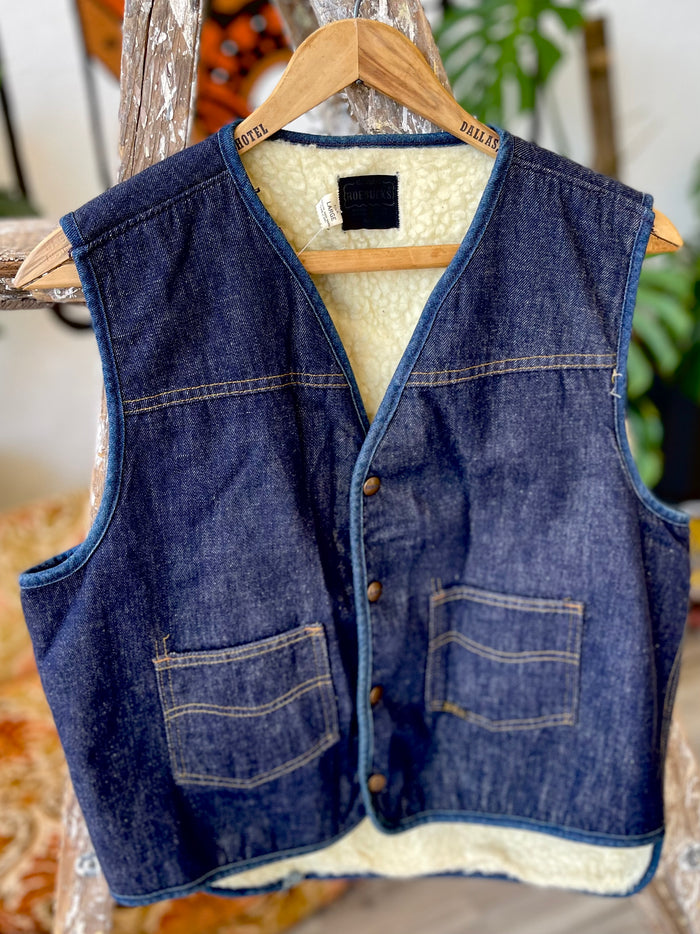 Vault Vintage // Shearling Denim Vest Large