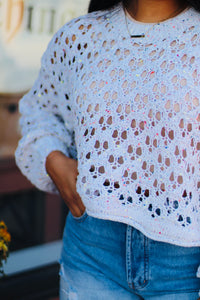 Crochet Cropped Sweater + Beige