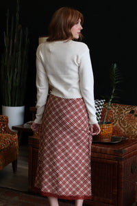 Randi Red Mix Plaid Midi Skirt