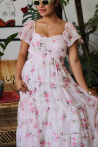 Princess Pink Floral Midi Dress