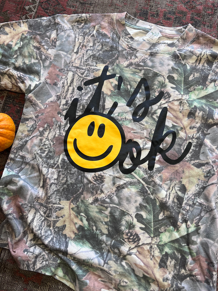 It's Ok Camo Emo Boxy Cotton T-Shirt