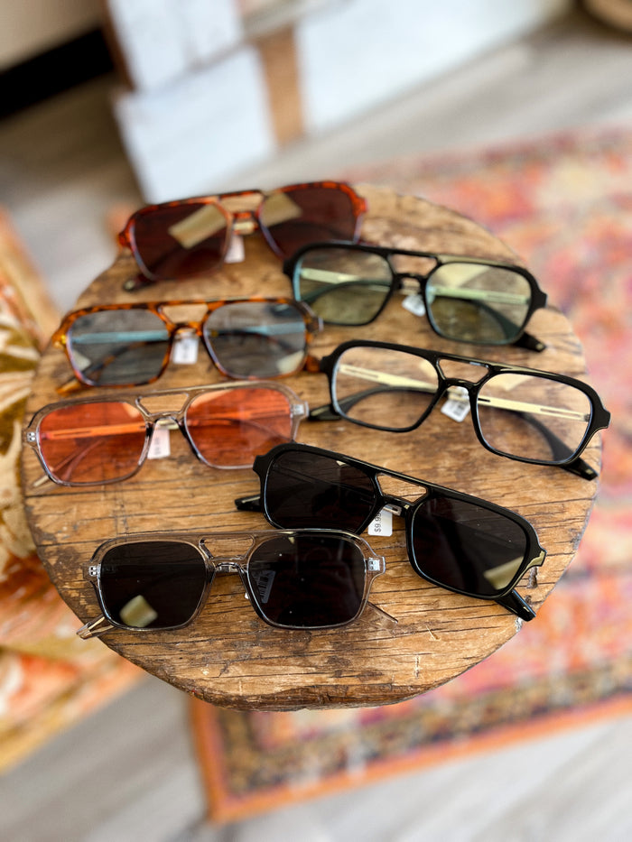 Retro Square Brow-Bar Fashion Aviator Style Sunglasses