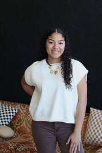 Stitched Sweater Vest in Ivory