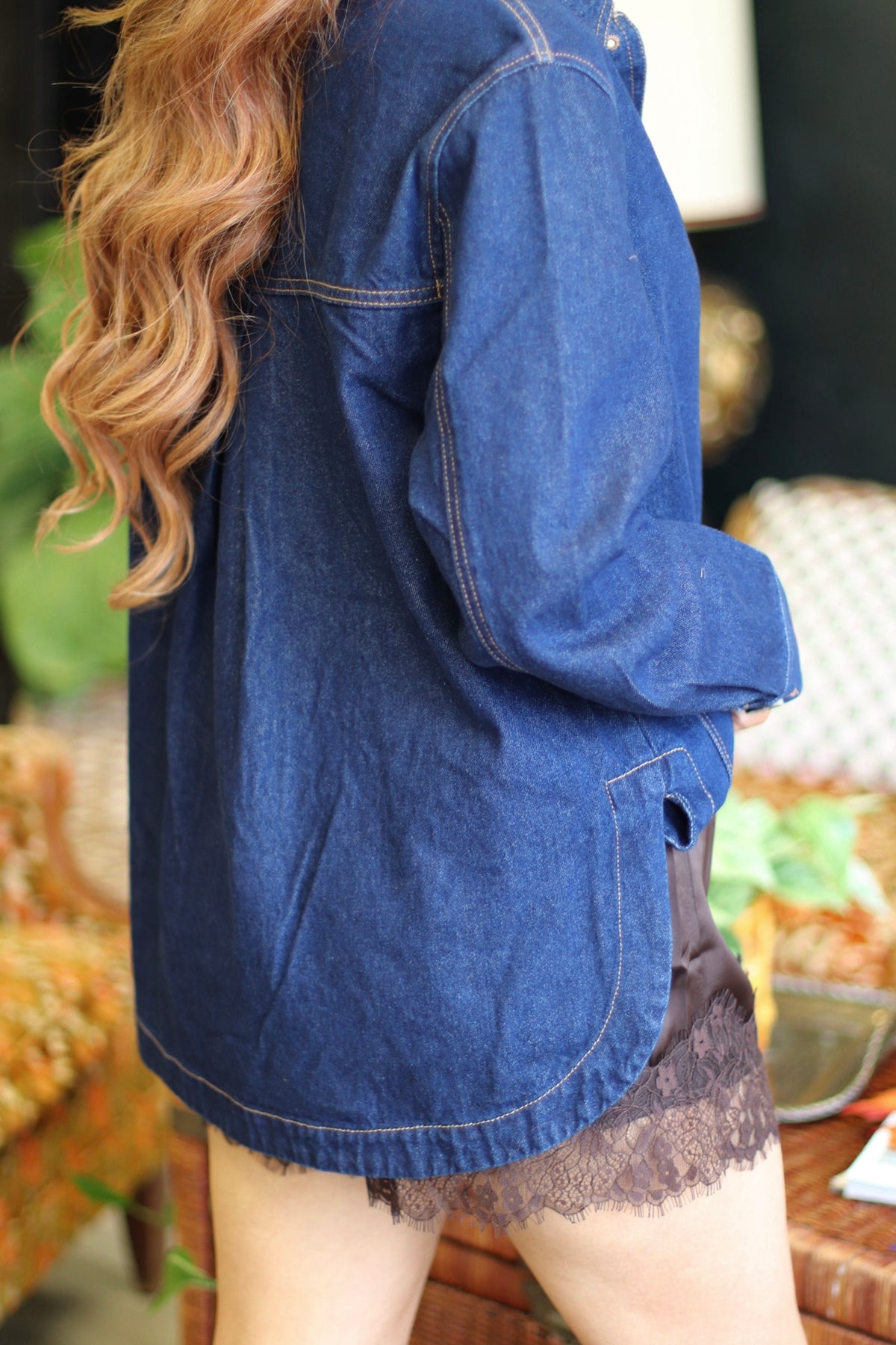 Vixen Lace Hem Satin Shorts + Brown