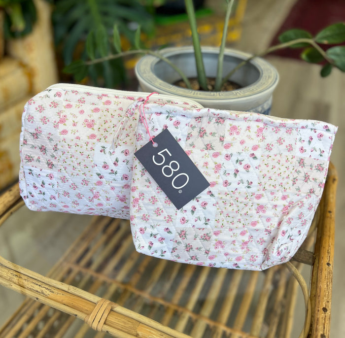 "Garden of Roses" Quilted Cosmetic Bag