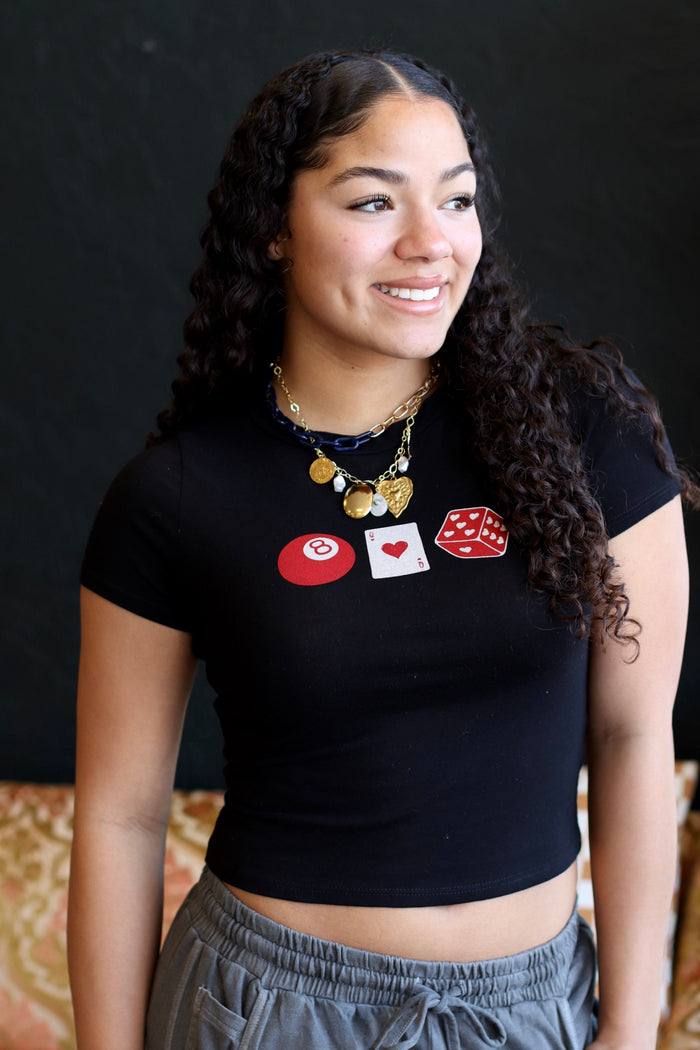 Eight Ball Cropped Black Tee