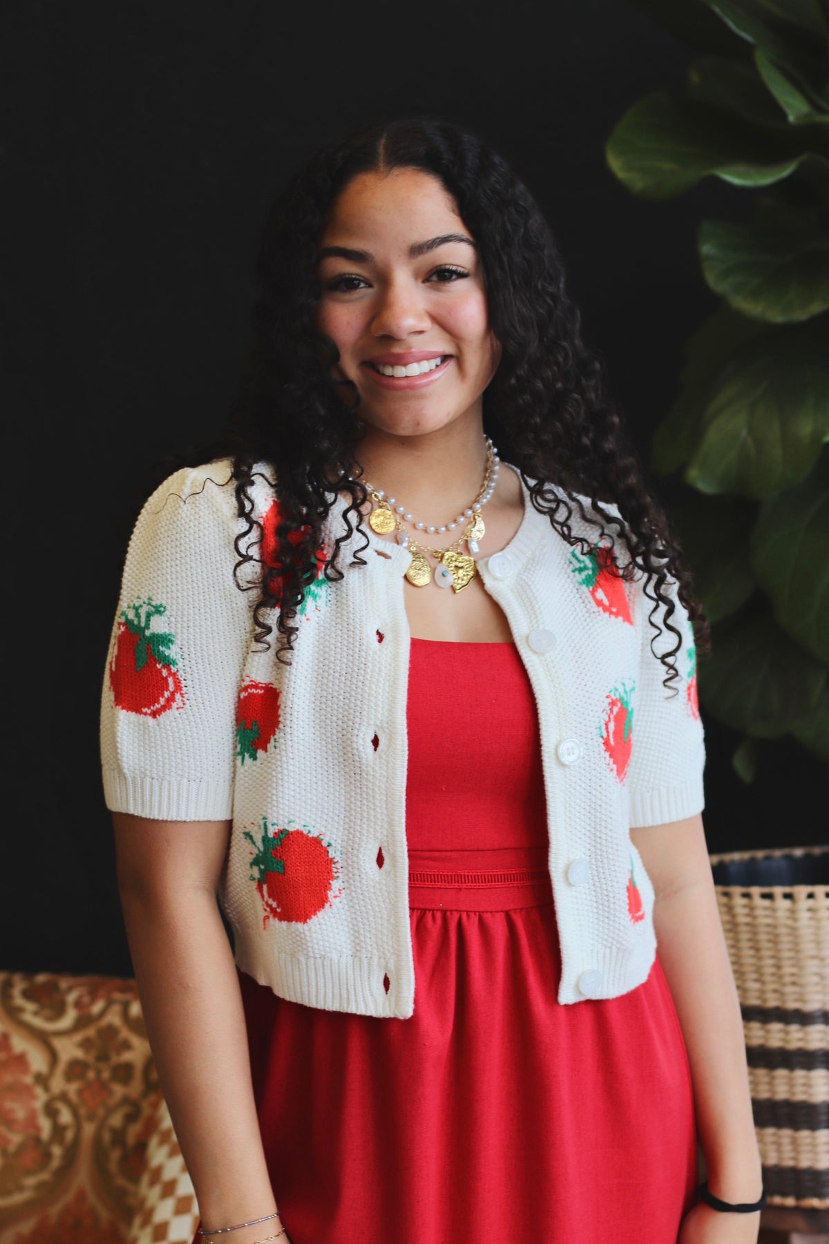 100% Fresh Knit Tomato Cardigan Top