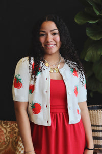 100% Fresh Knit Tomato Cardigan Top