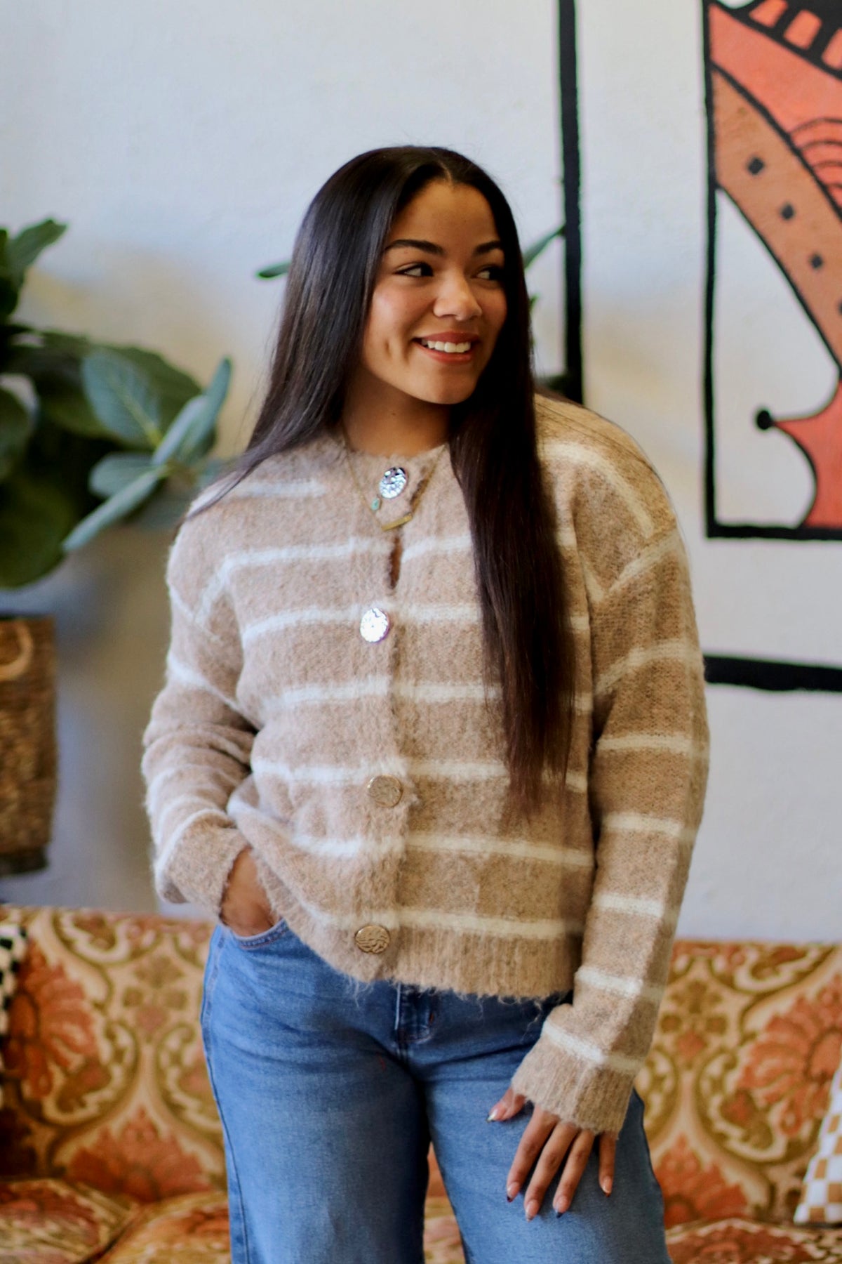 Cozy Striped Button Down Cardi