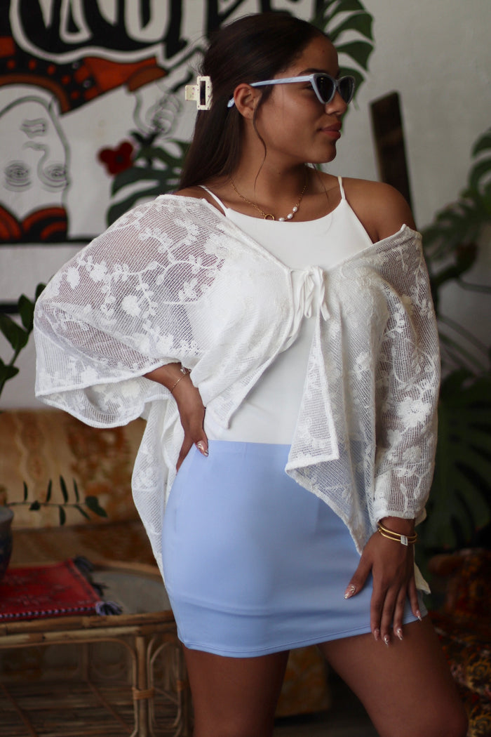Light Blue Mini Scuba Knit Skort