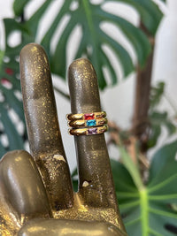 Zircon 18K Gold Plated Steel Ring Purple