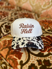 Raisin Hell Ball Cap + Cow Print