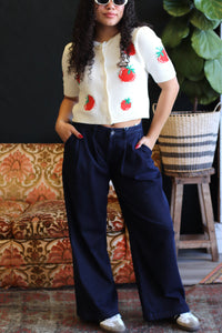 Meryl Blue Pleated Palazzo Pants