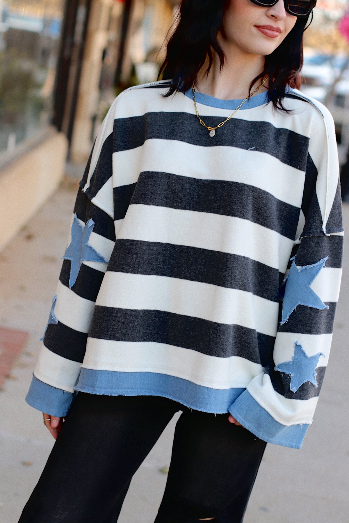 Stripe & Denim Star Sweater