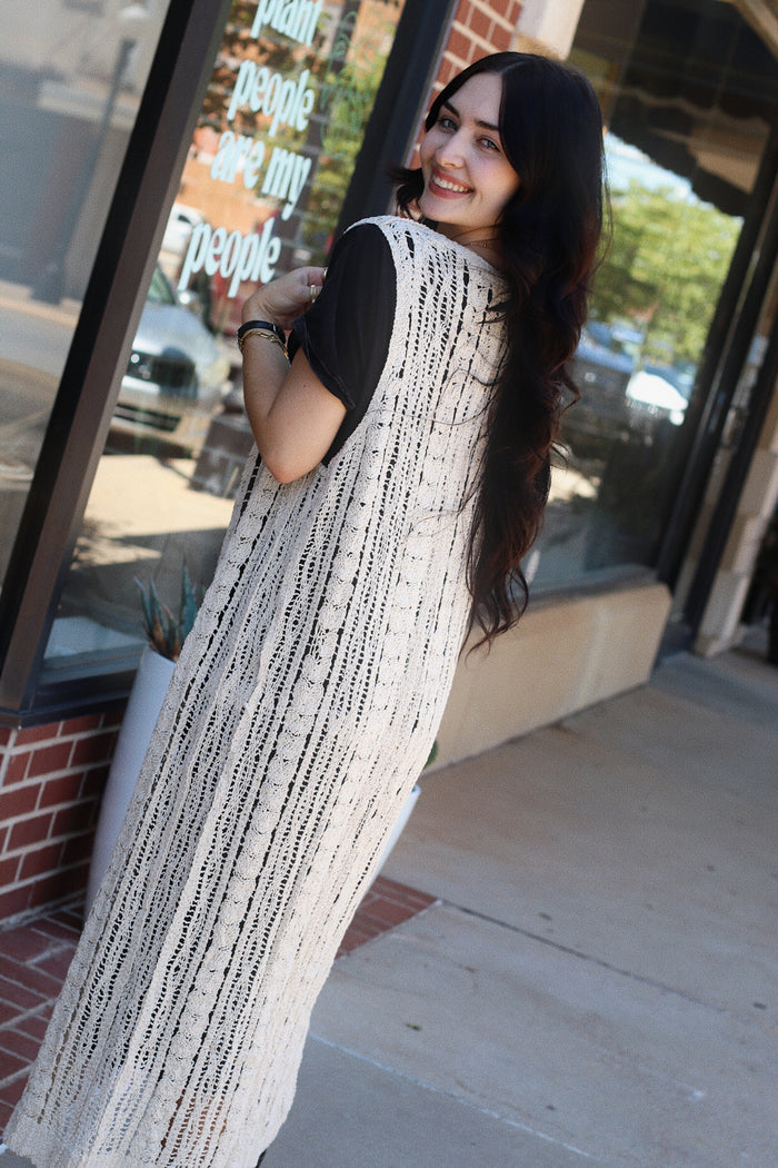 Carlee Crochet Long Cardigan