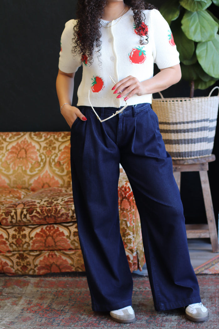 Meryl Blue Pleated Palazzo Pants