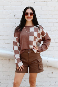 Charlee Checkered Sweater + Mocha