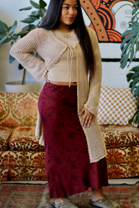 Celestial Maroon Midi Skirt