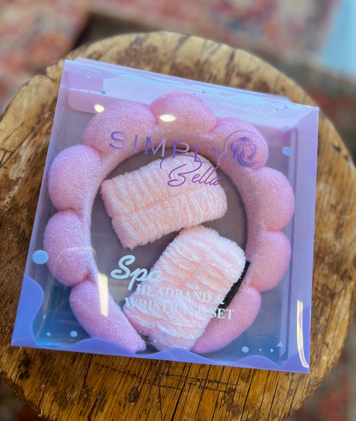 Pink Spa Headband & Wristband Set