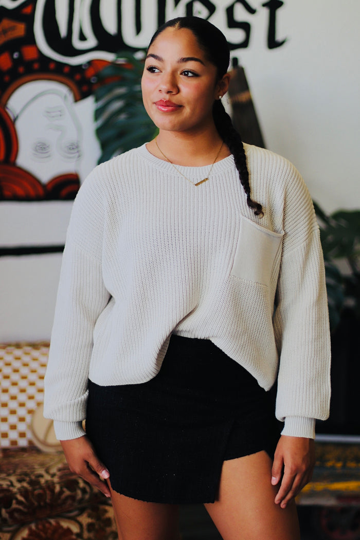 Crew Neck Sweater in Stone