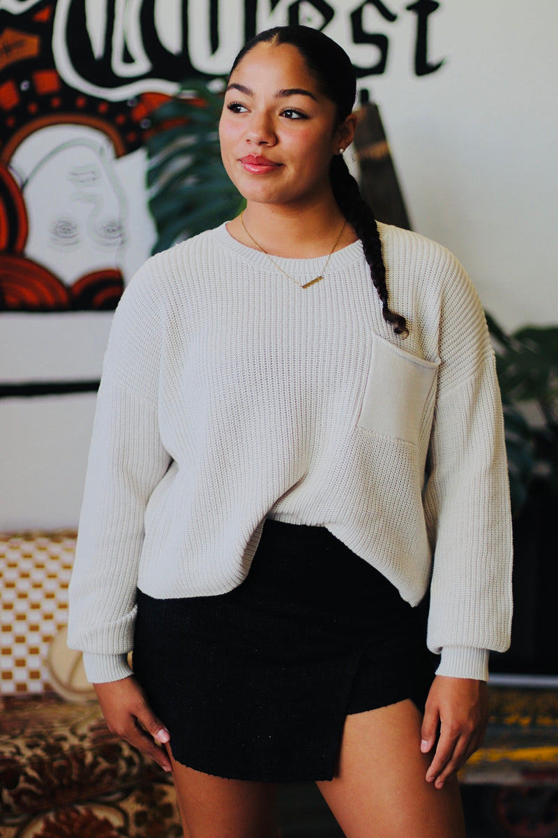 Crew Neck Sweater in Stone