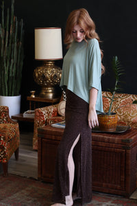 Gillian Velvet Lace Maxi Skirt in Chocolate