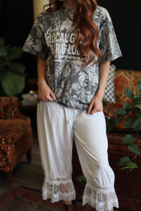 Autumn Groove Lace Hem White Bloomer Pants