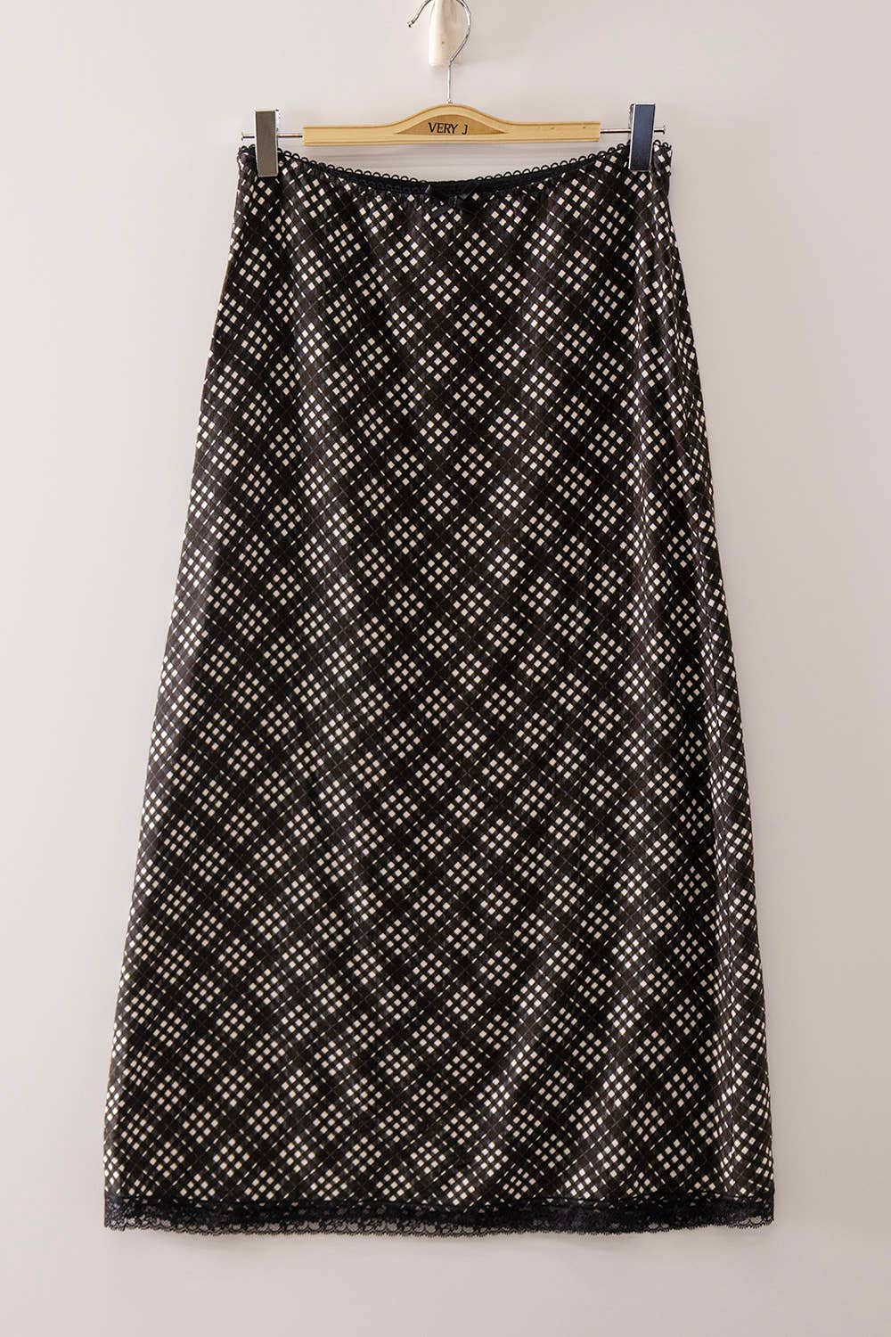 Randi Navy Mix Plaid Midi Skirt