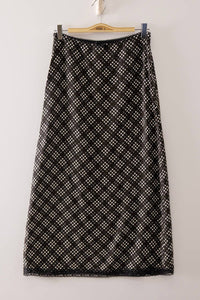 Randi Navy Mix Plaid Midi Skirt