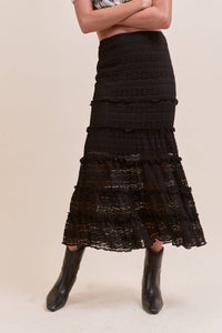 Melanie Mermaid Midi Skirt + Black