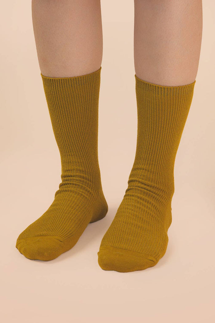 Ribbed mock socks: FOREST