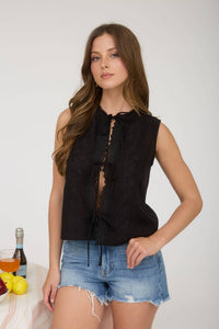 Hannah Lace Tie Top + Black