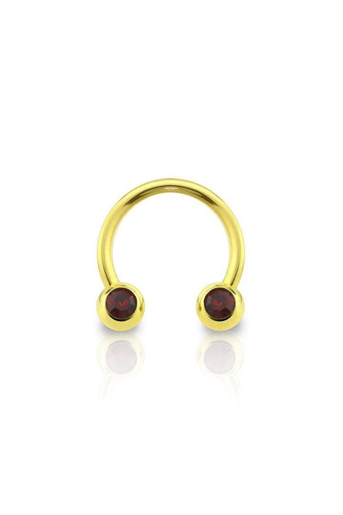 Horseshoe Red Gem Septum Ring 16GA