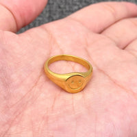 Medium 18K Gold Plated Stainless Steel Smiley Face Ring