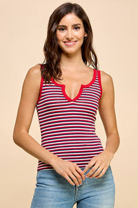 Lexi Red Striped Tank Top