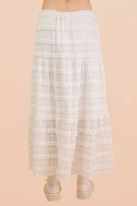 Praire Grunge White Lace Midi Skirt